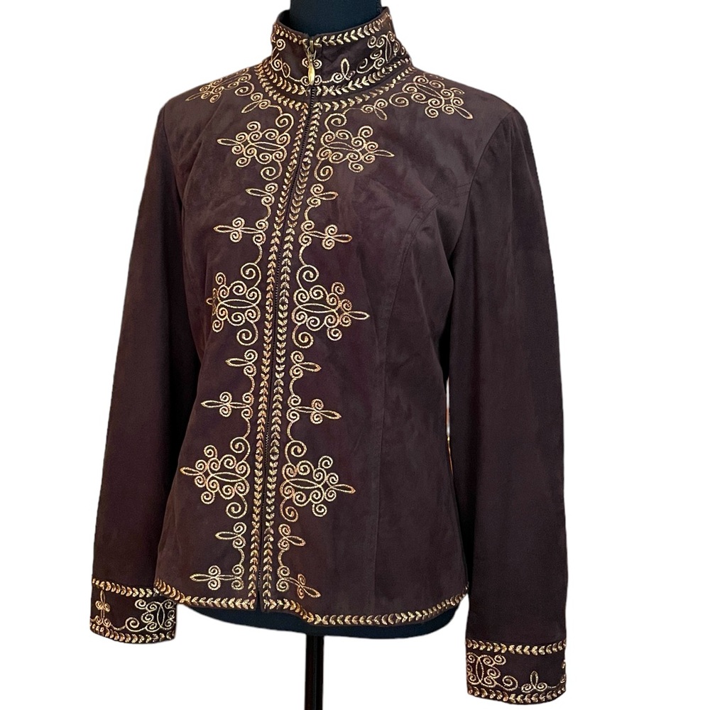 Coldwater Creek Brown Embroidered Jacket